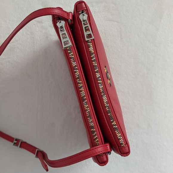 Zadig & Voltaire Red Leather Crossbody Shoulder Bag Multicolor Zipper NWT - Picture 13 of 16